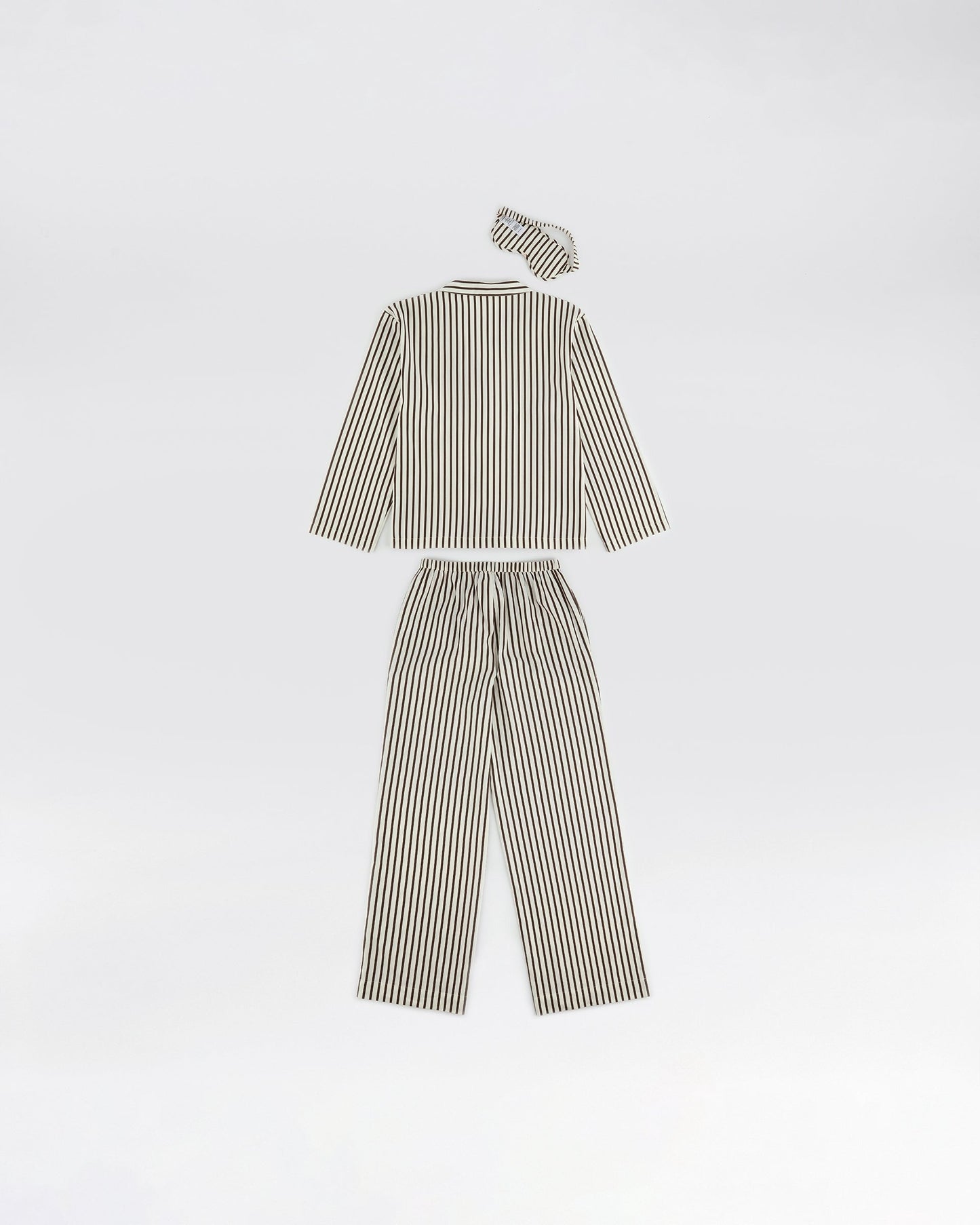 Cotton Sateen Stripe Pyjamas - Marshmallow White/Coffee Bean