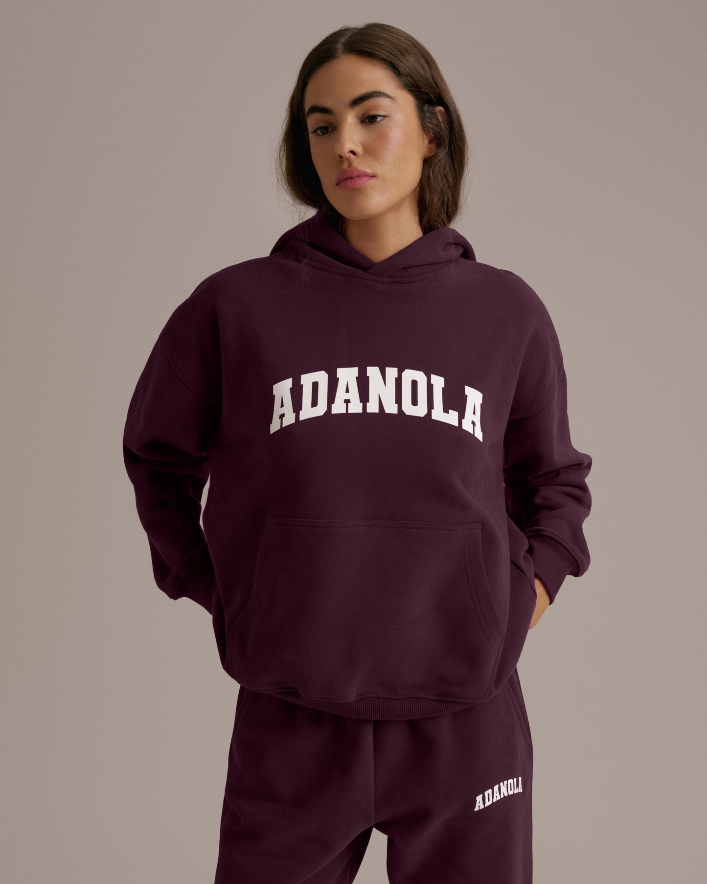 Varsity Oversized Hoodie - Dark Cherry/Marshmallow White