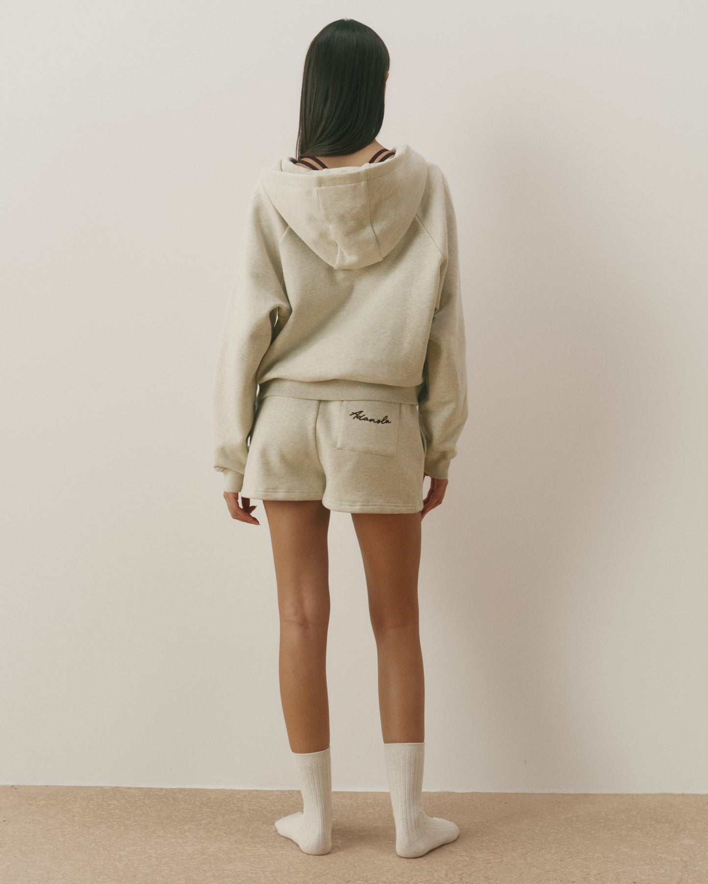 Signature Loose Fit Zip Through Hoodie - Oatmeal Marl/Coffee Bean