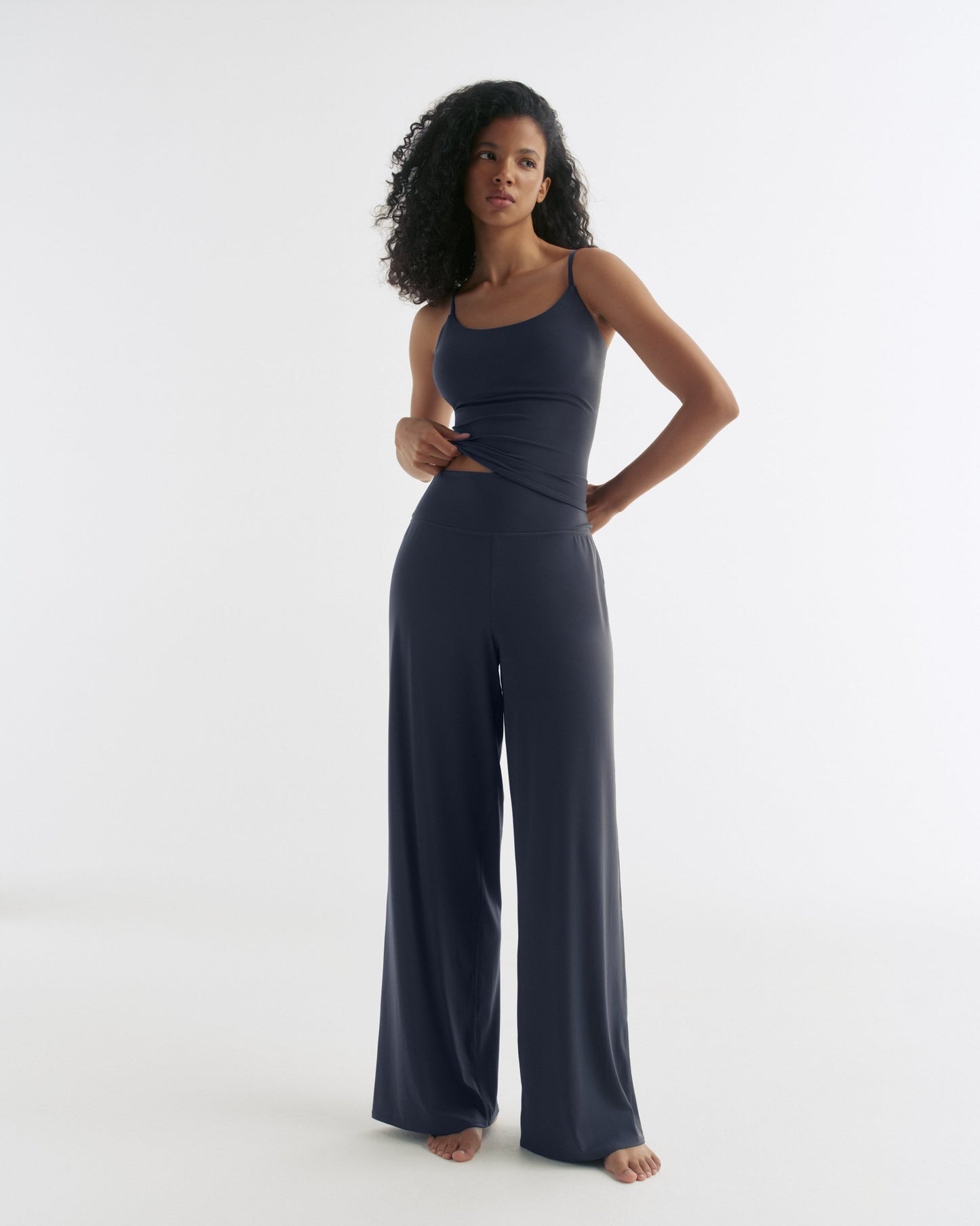 Wide Leg Yoga Pant - Midnight Blue