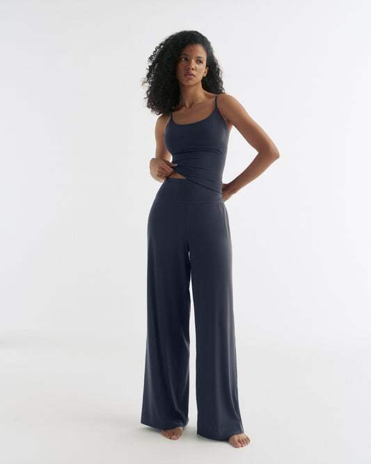 Wide Leg Yoga Pant - Midnight Blue