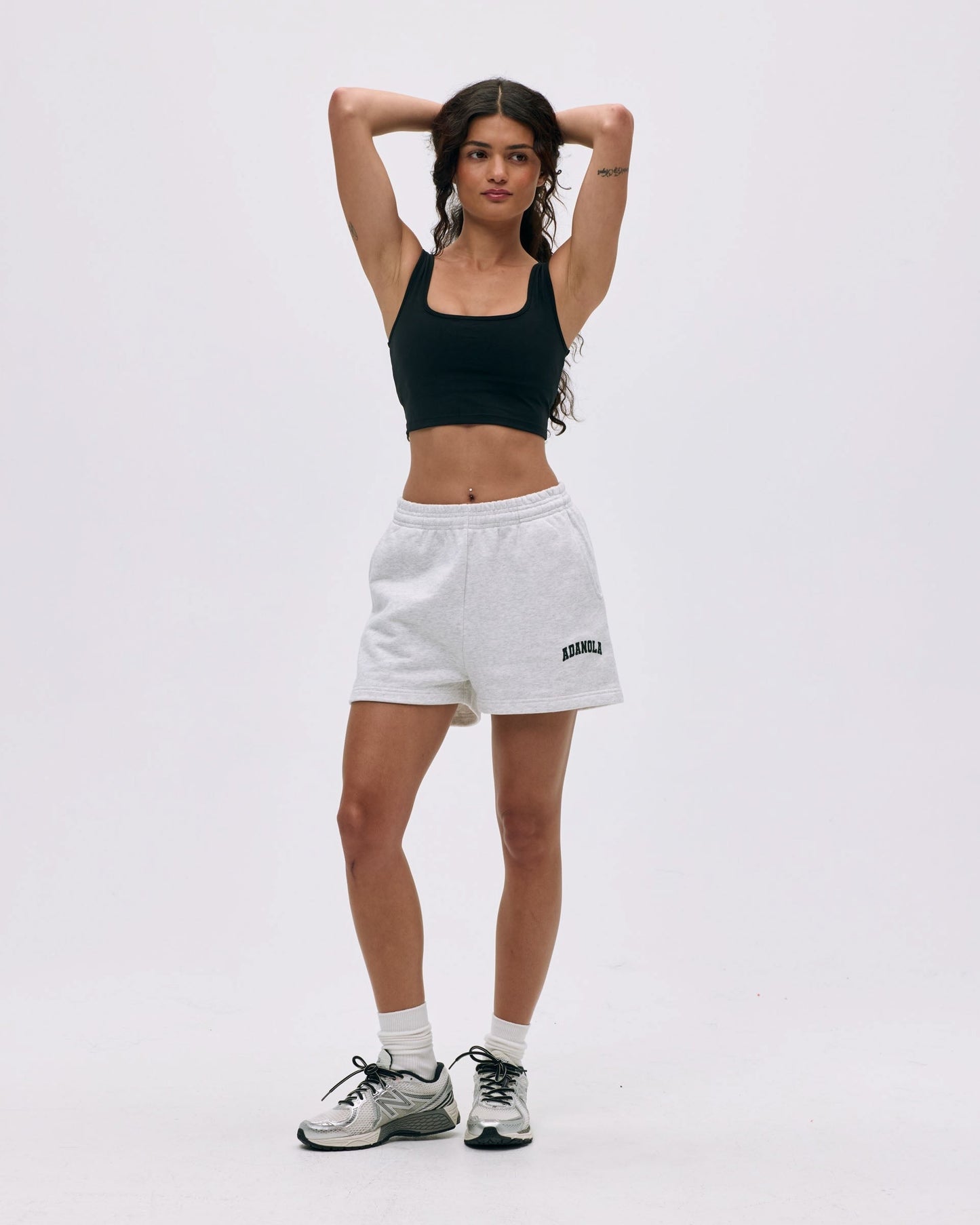 Varsity Sweat Shorts - Light Grey Melange/Black