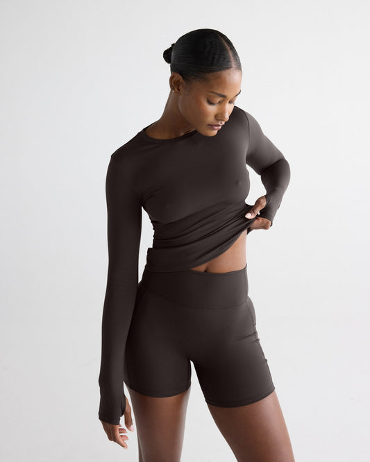 Ultimate Long Sleeve Top - Coffee Bean