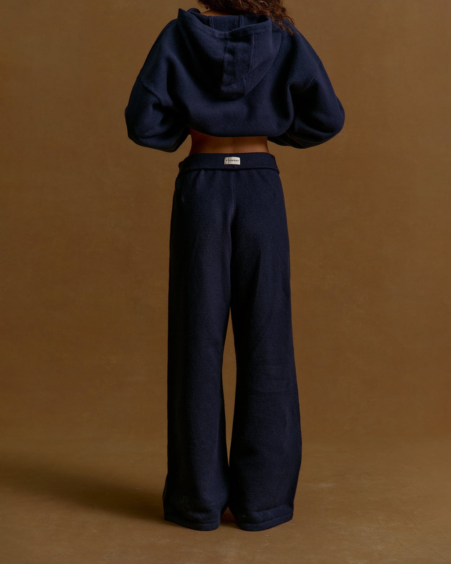 Varsity Knit Straight Leg Sweatpants - Navy Blue/Marshmallow White