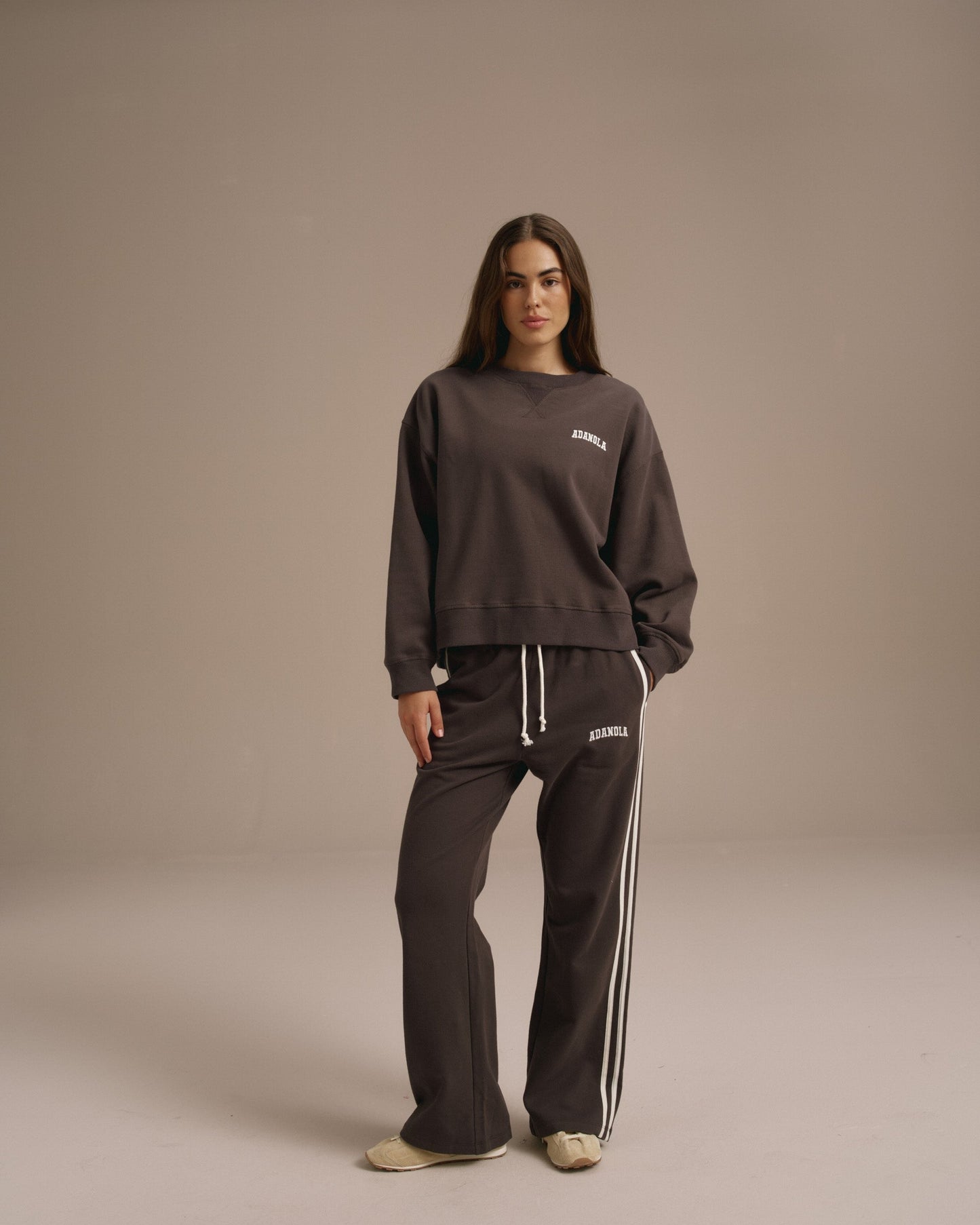 Varsity Loose Fit Sweatshirt - Coffee Bean/Marshmallow White