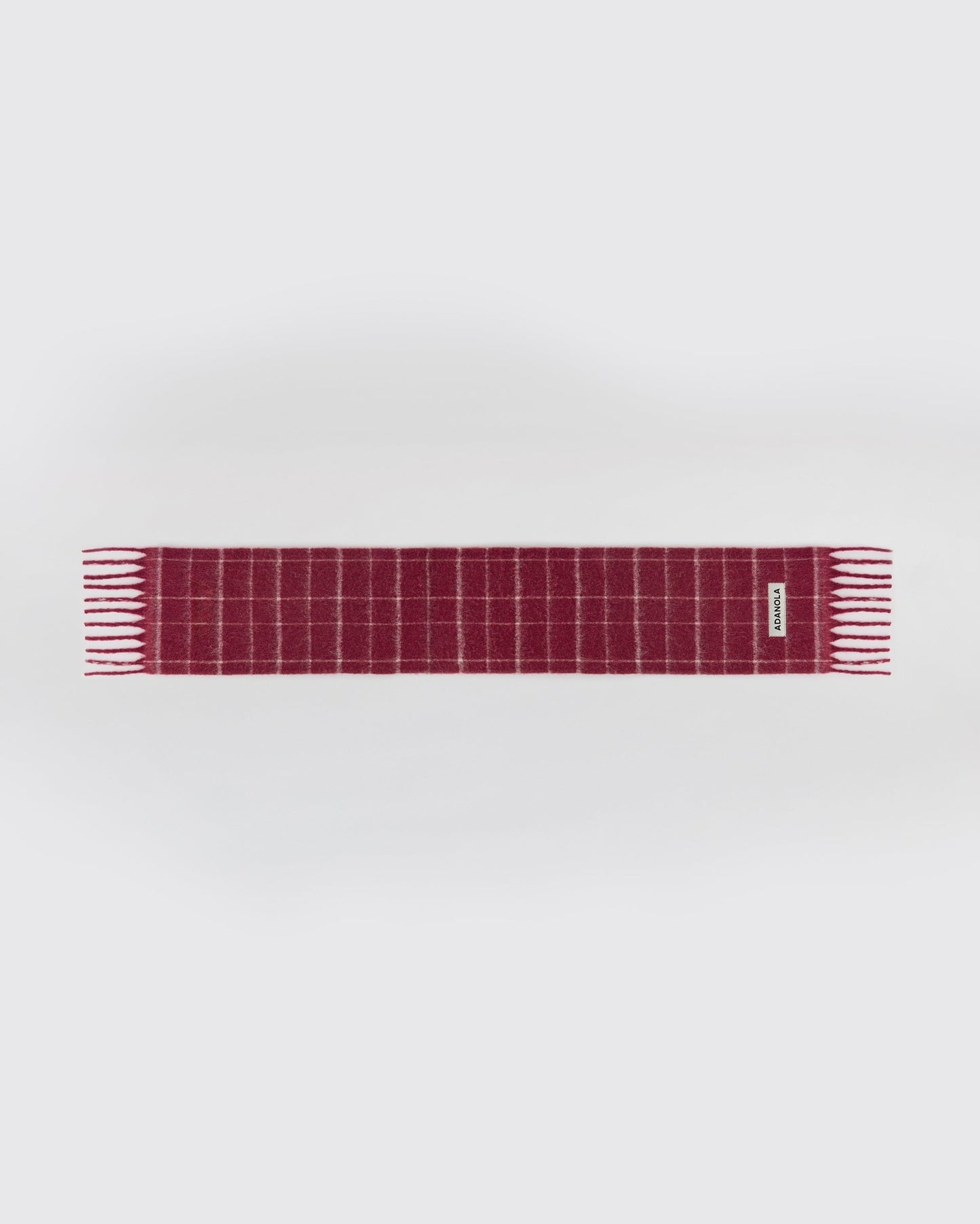 Brushed Checked Scarf - Berry Red