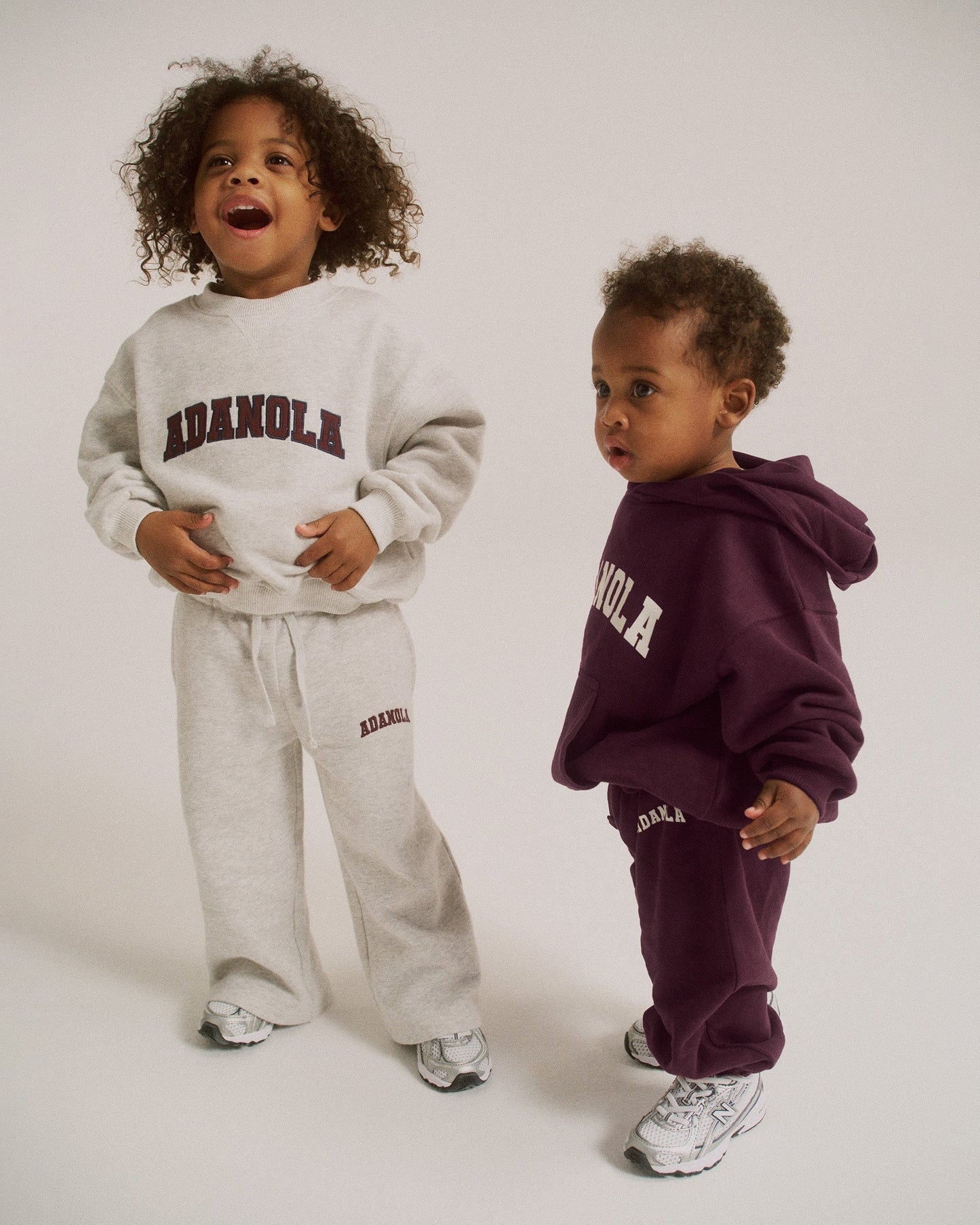 Mini Varsity Straight Leg Sweatpants - Light Grey Melange/Dark Cherry