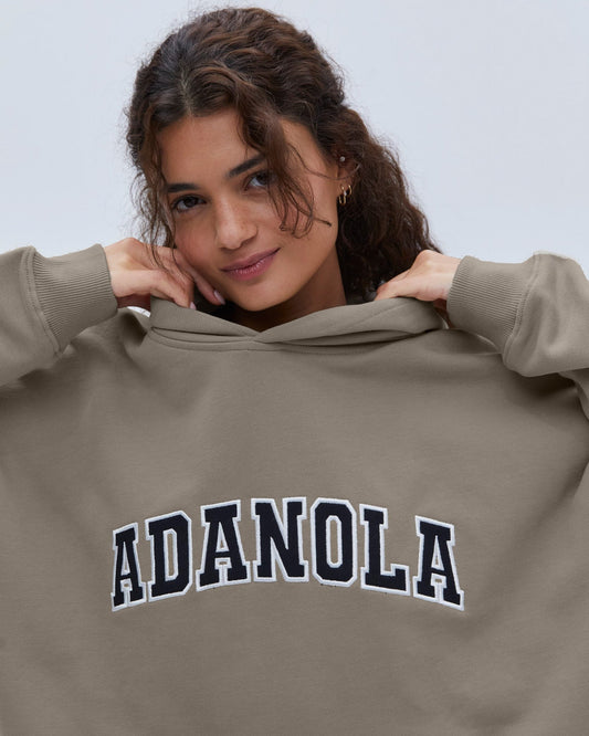 Varsity Oversized Hoodie - Clay Beige