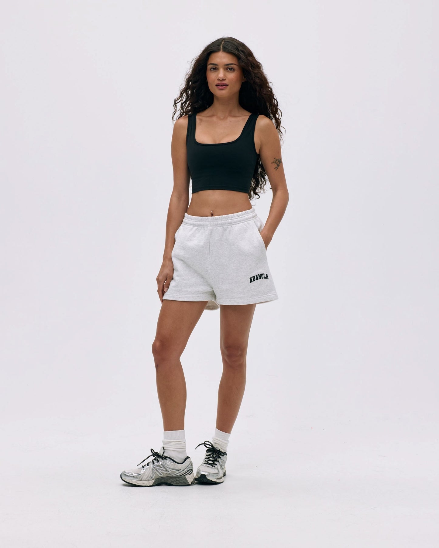 Varsity Sweat Shorts - Light Grey Melange/Black